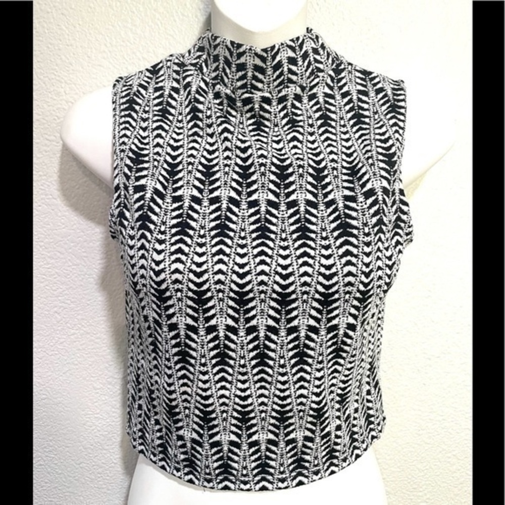 MATERIAL GIRL black print high neck crop top XXS